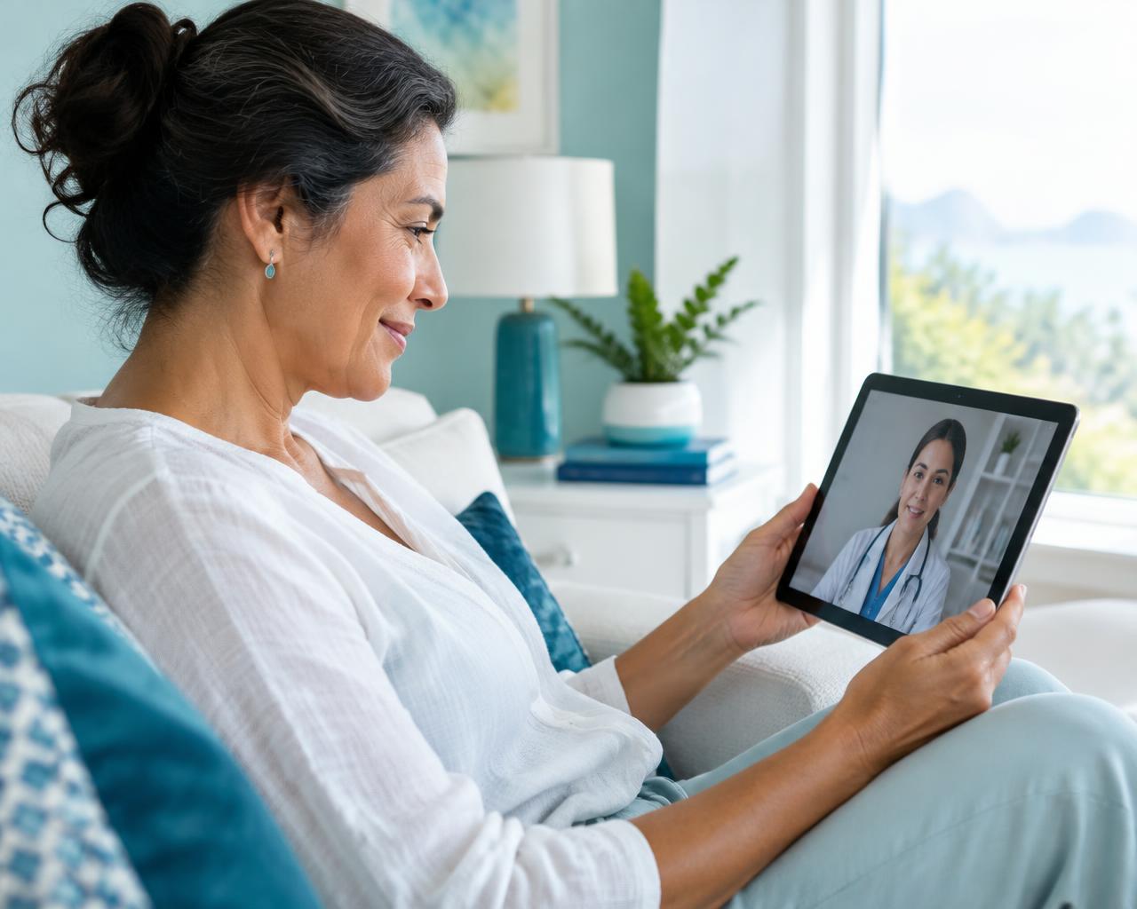 Paciente em teleconsulta em casa
